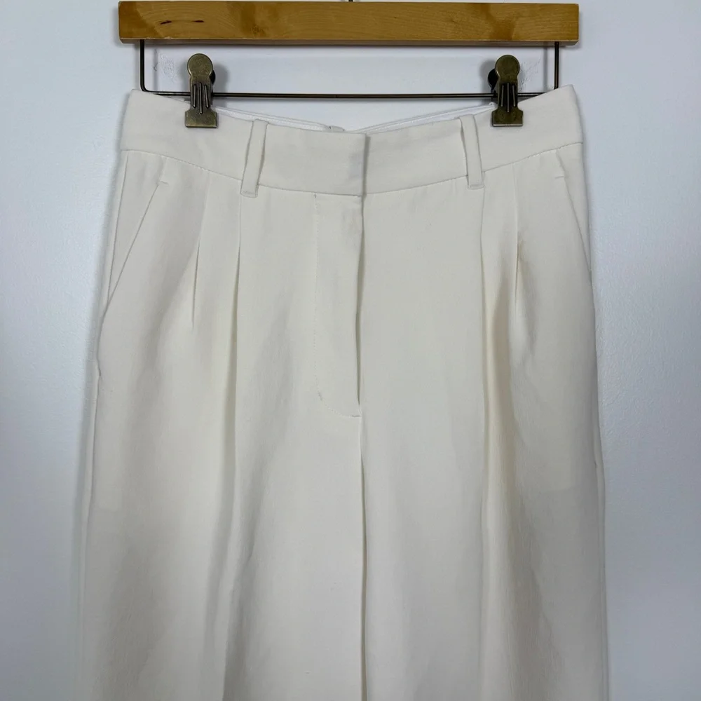 Aritzia Wilfred Effortless Pant 25” inseam Ivory Wide Leg Trouser Size 6 NWOT - Picture 3 of 9